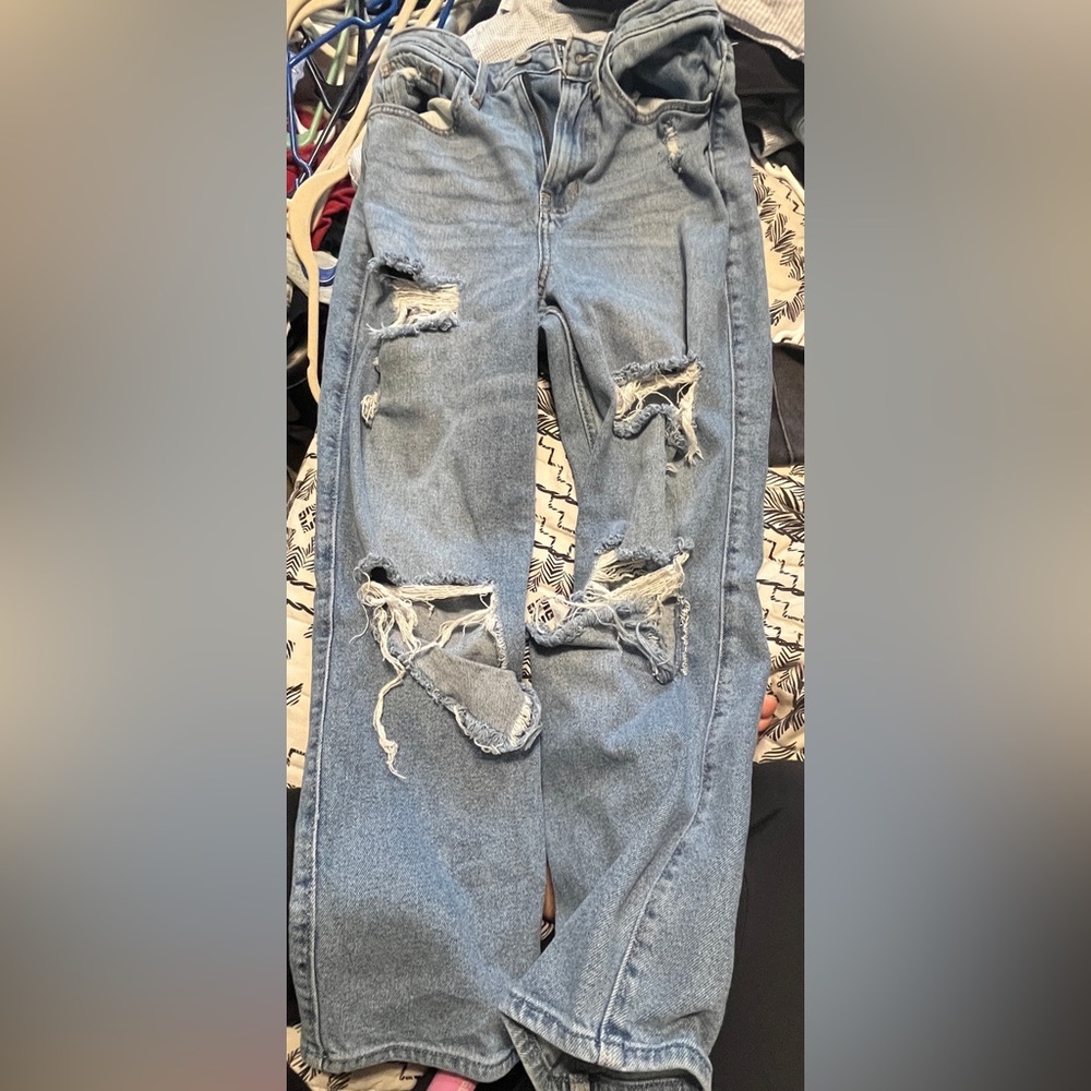 Distressed Blue Jeans